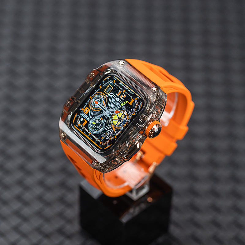 Apple Watch Case - Orange Crystal Design case with 316 metal button