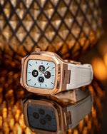 Load image into Gallery viewer, Apple Watch case -  18K Rose Gold  white Leather Strap
