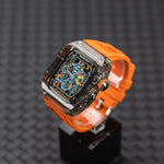 Load image into Gallery viewer, Apple Watch Case - Orange Crystal Design case with 316 metal button
