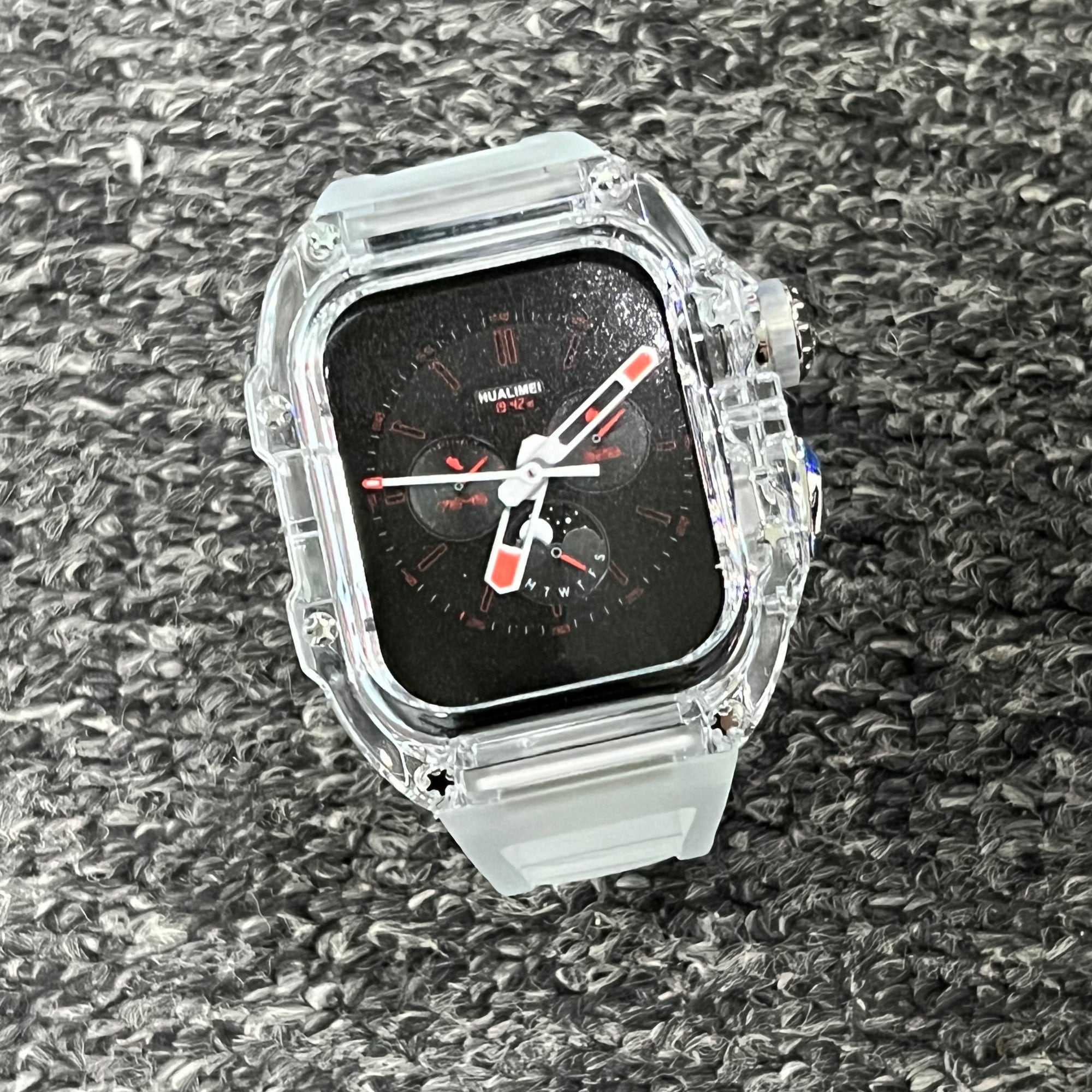 Apple Watch Case - White Crystal Design case with 316 metal buttonsl