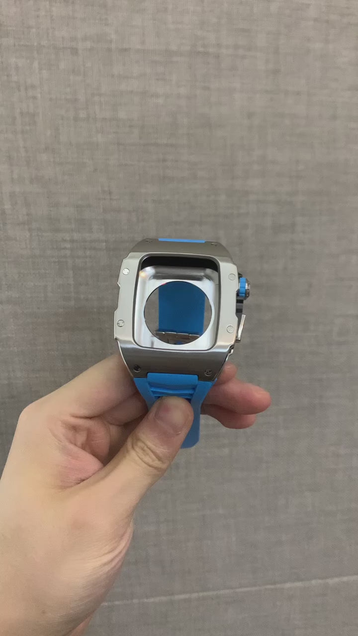Apple Watch Case star screw Stainless Steel Blue strap