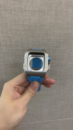 Load and play video in Gallery viewer, Apple Watch Case star screw Stainless Steel Blue strap
