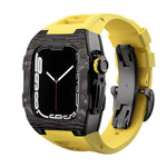 Load image into Gallery viewer, Apple Watch star screw  Case  -Carbon fibre &amp; titanium  yellow strap
