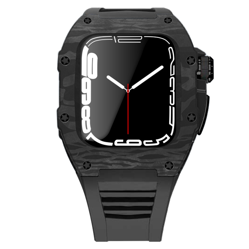 Apple Watch star screw  Case  -Carbon fibre & titanium  black strap