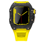 Load image into Gallery viewer, Apple Watch star screw  Case  -Carbon fibre &amp; titanium  yellow strap
