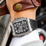 Load image into Gallery viewer, Apple Watch Case star screw Titanium black strap

