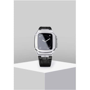 Apple Watch Case -Silver leather strap - ZIVRRI.COM