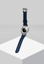 Load image into Gallery viewer, Apple Watch Case -Silver Black leather strap
