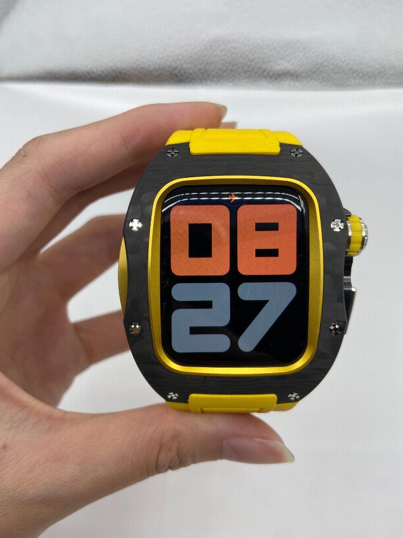 Apple Watch Case -Yellow  Titanium & carbon fibre - ZIVRRI.COM