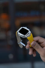 Load image into Gallery viewer, Apple Watch  Silver case  Yellow Leather Strap
